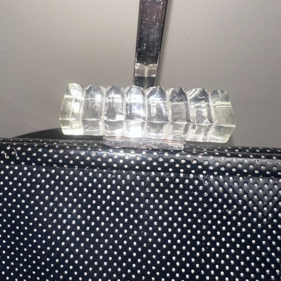 Steve Madden Black Clear Lucite Closure Silver Chain Shoulder Bag Clutch - Picture 2 of 11